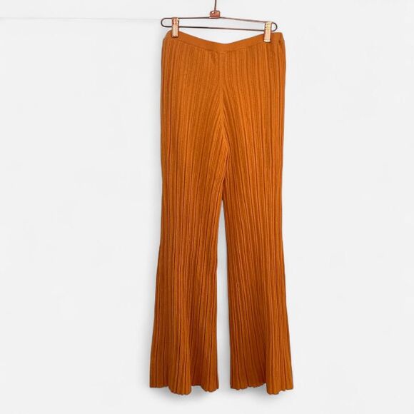 Malene Birger Irvan Marigold Sunset-Rib Knit Wide-Leg Pants – Scandinavian XS - Picture 4 of 8